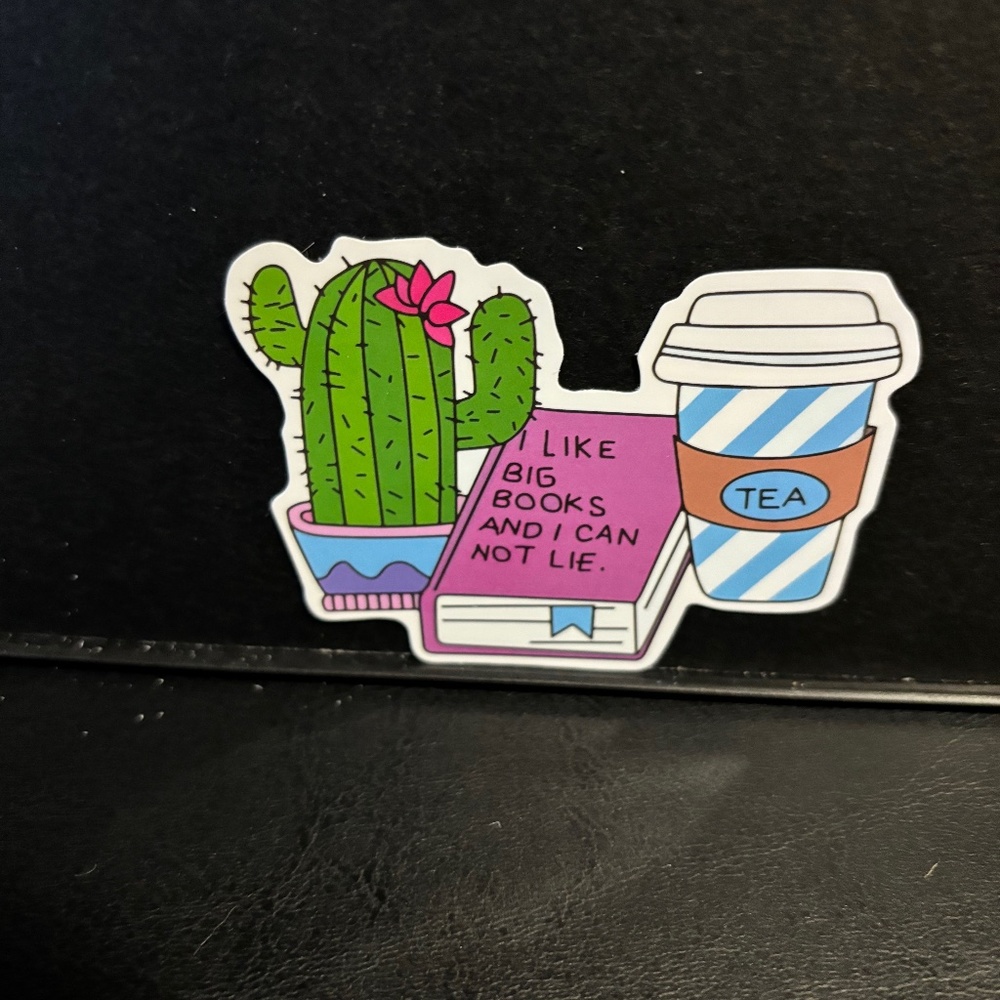 CACTUS, BOOK AND, TEA STICKER